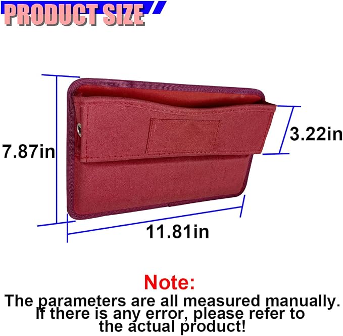Car Seat Gap Filler, Anti-Drop Automotive Front Seats Gap Storage Box for Phone, Glasses, Key, Card, Universal Vehicle Interior Organizer Accessories for Car, SUV, Truck (Red)