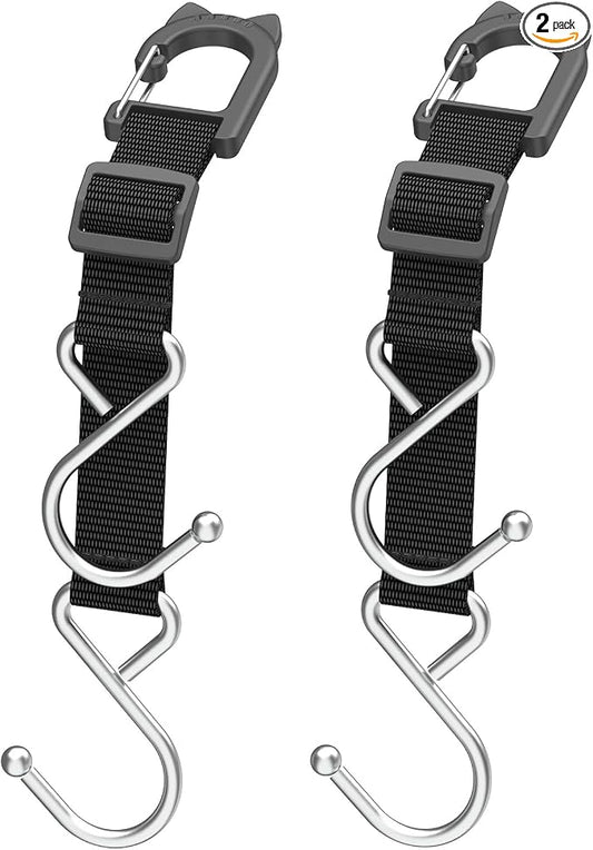 Car Seat Headrest Hooks, 2 Packs | S-Shaped Heavy-Duty Metal Hooks, Headrest Hooks, Safe and Anti Robbery