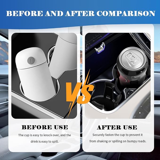 2PCS Car Cup Holder Insert,Self-Adhesive Portable Cupholder Insert for Car for Fixing Cups/Drinks,Automotive Cup Holders with Adaptive Clamping Arm Cars Accessories for 3" Car Cup Holder