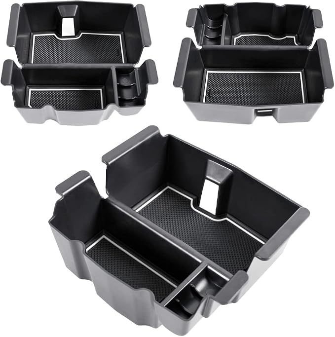 Center Console Organizer Compatible with Jeep Wrangler JL & JLU 2018 2019-2024 2025 2026 Accessories, Gladiator JT Truck 2020 2021 2022 2023-2026 Insert Tray Armrest Storage Box, White