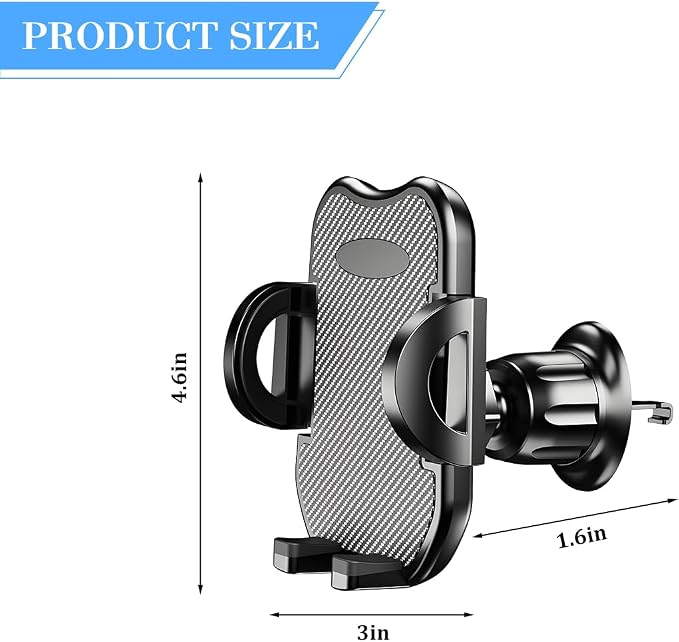 Car Phone Holder, 360° Rotatation Vehicle Air Vent Cell Phone Mount with Hook Clip, Hands Free Automotive Interior Smartphones Cradle, Universal for Most Vehicles (Carbon Fiber)