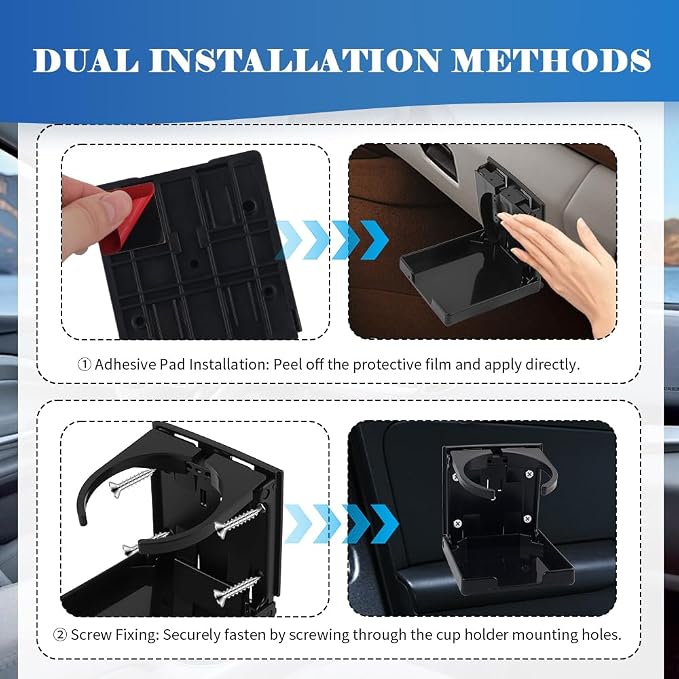 2PCS New Car Cup Holder,Expandable & Foldable Wall Mounted Cup Holder for Cars with Adhesive & Screws for Door/Vent,Universal Car Drink Holders Fits 2.44-3.92 inches
