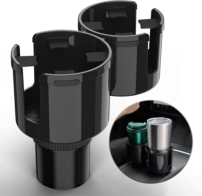 TYKOR Car Cup Holder Expander, 2 in 1 Adapter with Expandable Base | Fits Yeti, Fits Hydroflask, Fits Stanley, Fits Large Water Bottles and Mugs, 10-46 OZ Capacity