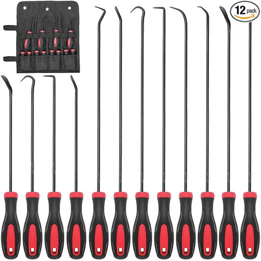 Keze 12 Pcs Pick and Hook Tool Set Includes Long & Mini Precision Pick Tool Kit for Car Auto Oil Seal/O-Ring Seal Gasket Pick Hooks Puller Remove