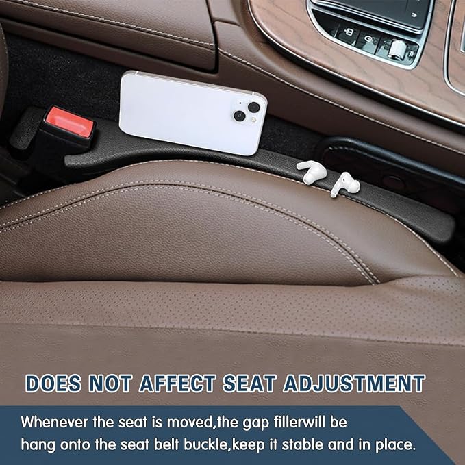 2Pcs PU Leather Car Seat Gap Filler, Seat Console Gap Plug Stop Falling Items, Universal Auto Interior Accessories for Cars SUV Truck