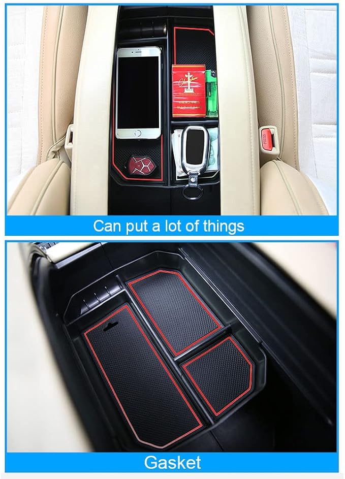 JSCARLIFE Car Center Console Armrest Box Glove Box Organizer Tray Secondary Storage Compatible for 2015-2017 Toyota Highlander