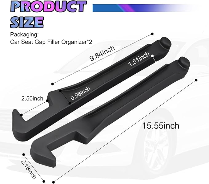 2PCS 3-in-1 Car Seat Gap Filler Organizer with Hooks & Storage Slots,Car Gap Seat Filler Console Catcher for Gaps Filling & Item Storage,Universal in Between Cars Seats Catcher