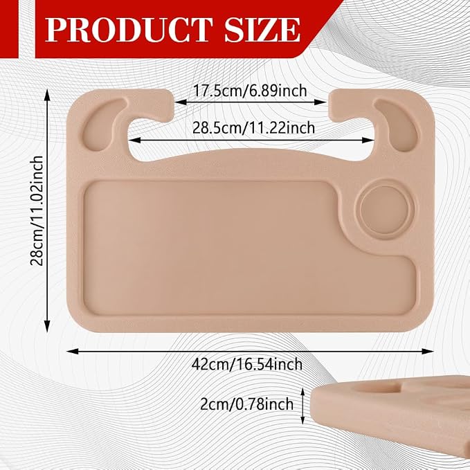 2 in 1 Car Steering Wheel Desk, Car Tray, Car Steering Wheel Desk Tray & Auto Seat Gap Filler Organizer, Multipurpose Travel Auto Steering Wheel Under Table Console for Most Vehicles (Beige)