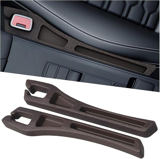 Car Seat Gap Filler, 2PCS Crevice Blocker Stopper Between Vehicle Seat Console, No Drop Automotive Fill Crevice Guard Interior Accessories, Universal for SUV Truck Sedan (Brown)