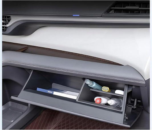 JYCDC Glove Box Organizer Compatible with Toyota Sienna 2026 2025 2024-2021 Accessories, Center Console Glove Compartment Divider Insert, ABS Secondary Storage Tray Interior Parts (Black) (Black)