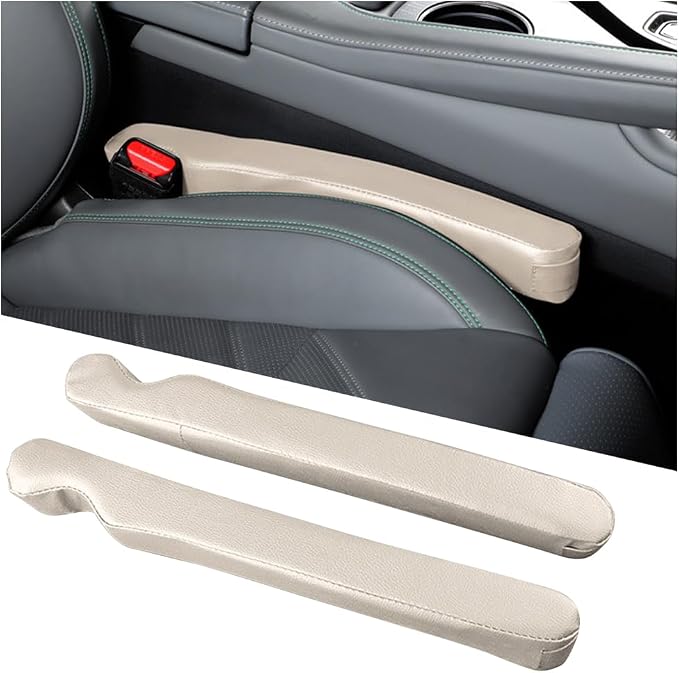 Zpana 2PCS Car Seat Gap Filler, Seat Side Guard Gap Stopper Blocker to Stop Things from Dropping, No-Drop Soft Automotive Interior Crevice Catcher Plug, Universal Fit (Beige)