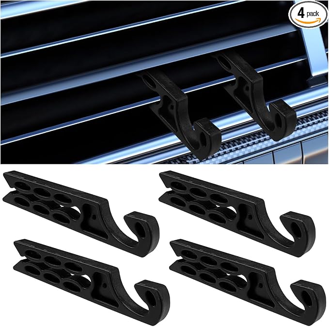 Car Air Vent Hook Hanger, Multifunctional Automotive A/C Vent Storage Organizer, Mini Vehicle Interior Phone Holder Accessories for Earphone Cable, Key, Sunglass, Bag(4PCS)