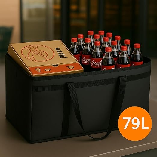 musbus 4 PACK catering bag for doordash 24W x 15H x 14D XXXL Insulated Food Delivery Bag Cooler Bags Keep Food Warm Catering Therma Cooler Bags Therma Shopper hot Black 24W x 15H x 14D hot boxes