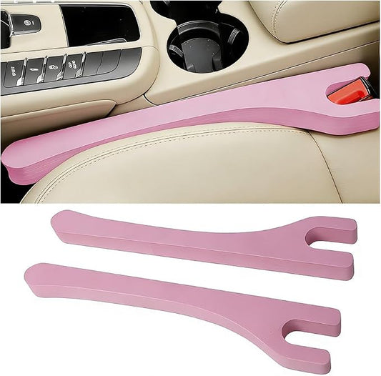Car Seat Gap Filler, 2PCS Between Seat and Centre Console No Drop Vehicle Gap Plug, Automotive Interior Front Chair Blocker Stop Things from Dropping, Universal for SUV Caravan Truck (Pink)