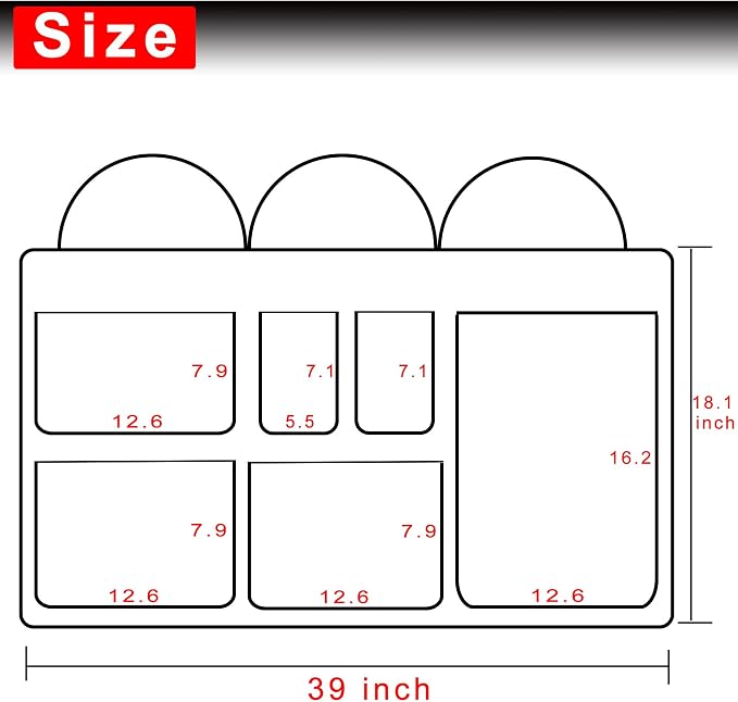 Car SUV Backseat Trunk Organizer Hanging Bag | 6 Nylon Fabric Pockets, Interior Storage Organizer Accessories, For SUV, Jeep, MPV, Space Saving Design
