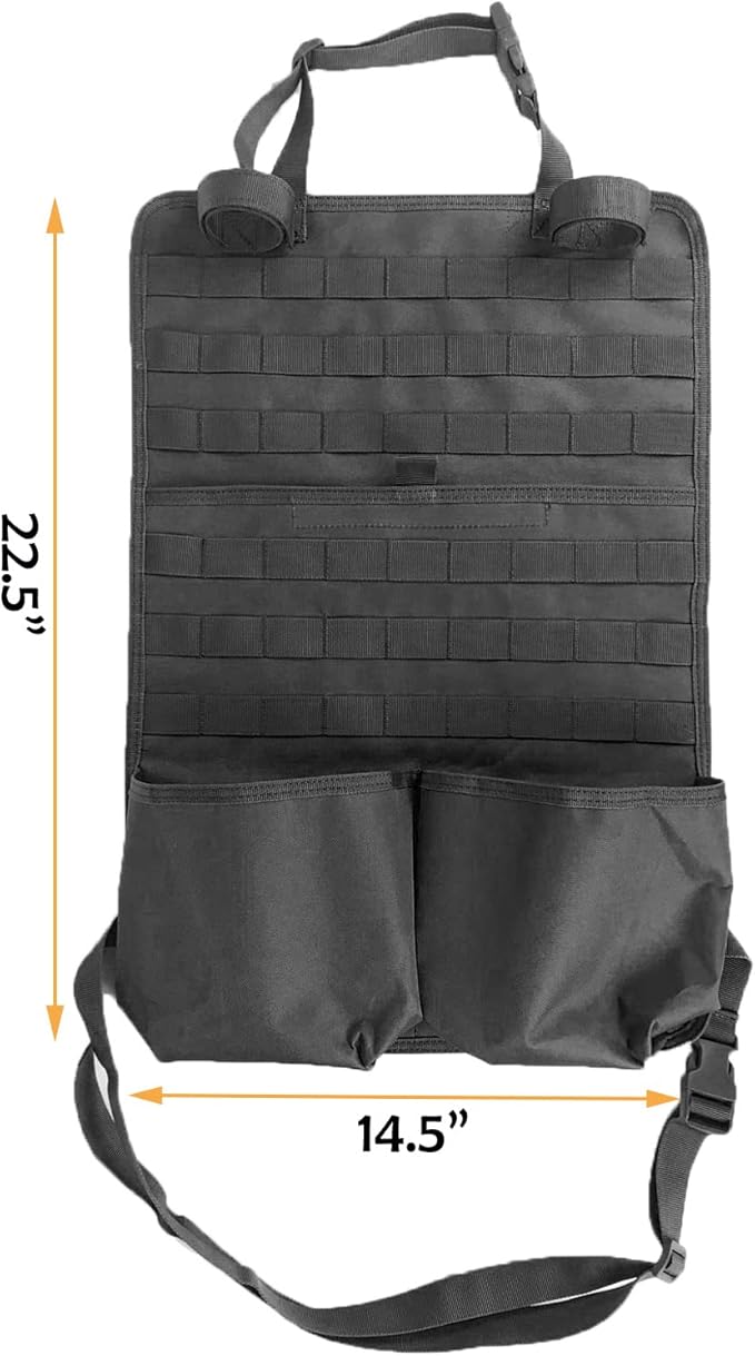 Tactical Seat Back Organizer Truck Gun Rack, 22.5" H x 14.5" W | Molle Panel, Storage Tools & Hunting Gear, Tactical Seat Covers for Car Protector, Universal Fit SUV Truck Pickup F150