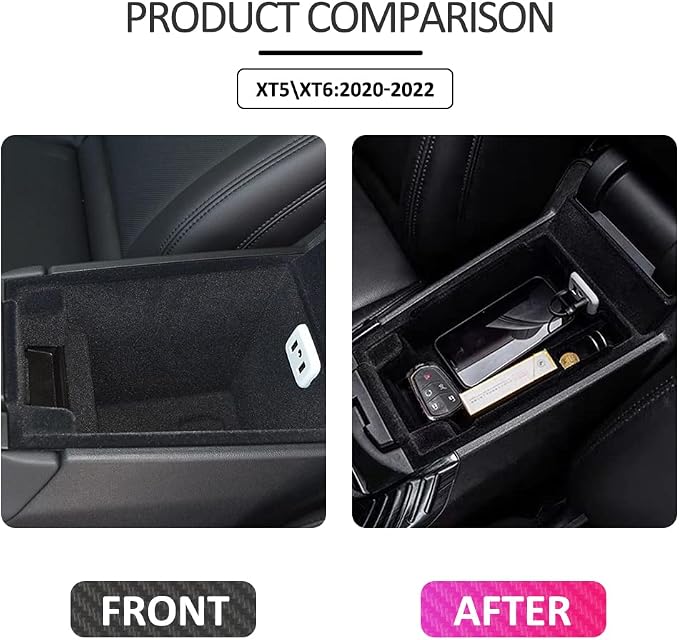 for XT5 Armrest Storage Tray Compatible with Cadillac XT5 Accessories 2019 2018 2017 2016 Flocking Interior Armrest Insert Tray xt5 Center Console Organizer