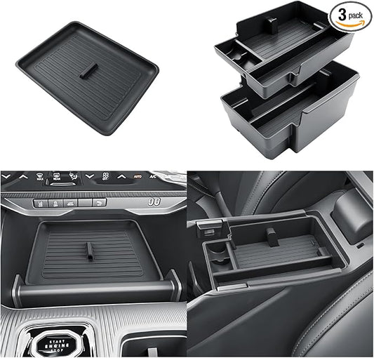 SKTU 3Pack for 2026 Jeep Cherokee Center Console Organizer for 2026+ Jeep Cherokee (Base/Laredo/Limited/Overland) Double Layers Console Tray & Wireless Charging Mat Jeep Cherokee 2026 Accessories