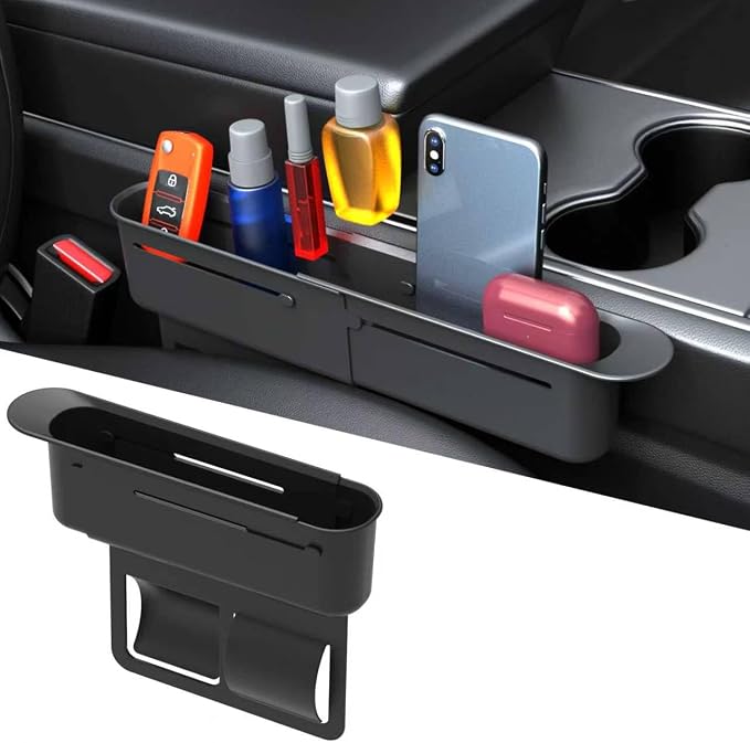 Car Seat Gap Filler Organizer, Expandable Seat Gap Filler with Storage Slot, Anti-Drop Car Seat Gap Organizer for Phone, Keys, Wallet, Universal Fit for Car SUV Truck