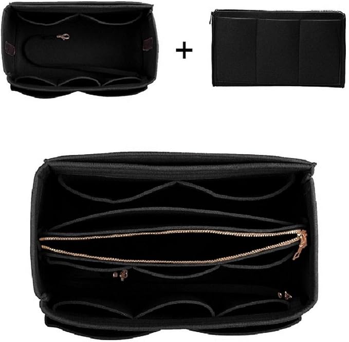 ZTUJO Purse Organizer Insert, Felt Bag Organizer with Metal Zipper, Handbag & Tote Shaper, For Speedy Neverfull Tote, 7 Sizes