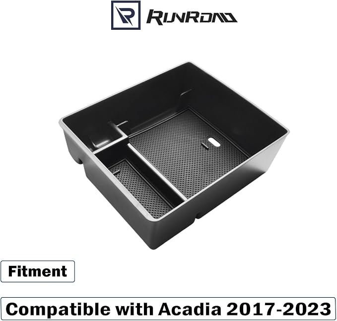 RUNROAD Center Console Organizer Compatible with GMC Acadia 2017-2023 Accessories, Insert Armrest Storage Tray Console Organizer Secondary Storage Box, Black