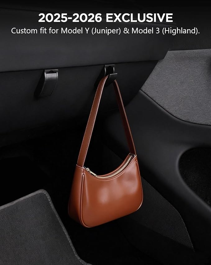 4-Pack Car Hooks for Tesla Model Y Juniper & Model 3 Highland Accessories 2026 2025, Retractable Glove Box Hanger & Rear Seat Clip, Interior Organizer for Handbag, Backpack, Grocery Bag