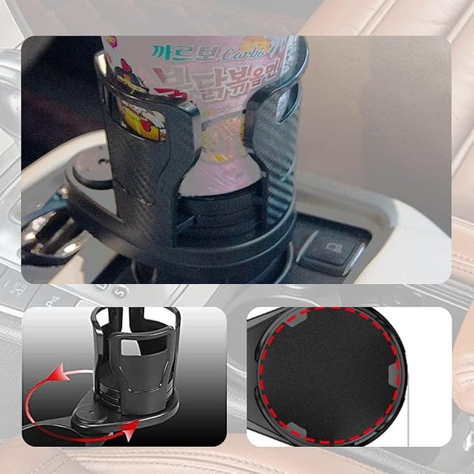 Car Cup Holder Expander for Tesla Model 3 2019-2025, Cup Holder Adapter with Expandable Arm and Adjustable Base,Matte Black