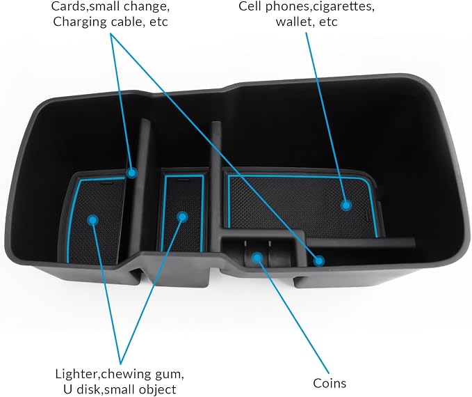 MARCHFA Center Console Lower Organizer Tray Compatible for Kia EV6 Accessories 2026 2025 2024 2023 Armrest Bottom Storage Box (Blue)