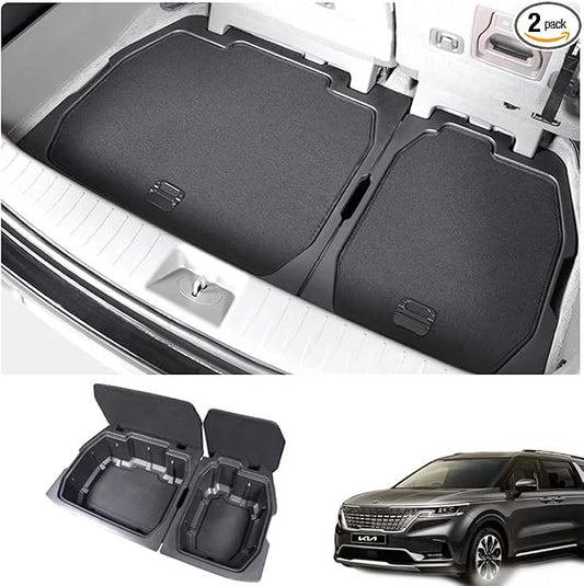 For 2024 Kia Carnival Trunk storage box，for Kia Carnival 2022 2023 2024 Trunk Cargo Organizer Insert Rear Storage -Portable with Lid storage Tray，New Kia Carnival Trunk Small Items Organizer