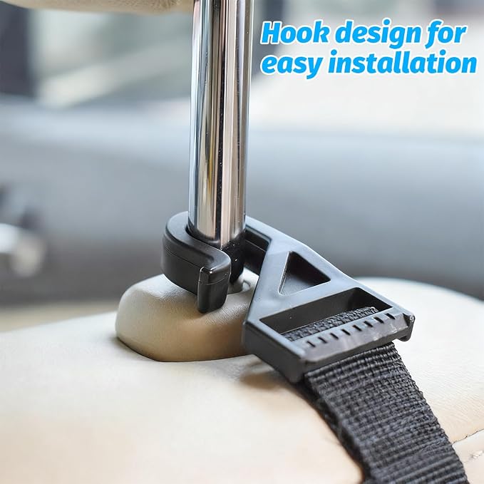 Zpana 4PCS Car Headrest Hooks, Adjustable Vehicle Seat Back Storage Organizer Hook with Clip, Automotive Interior Hanger Holder Accessories for Purse Bags Coats, Universal for SUV Truck RV