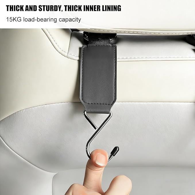 HZEL Car Seat Headrest Hook, 2PCS Multifunctional Vehicle Seat Back Hanger Holder for Purse Bags Coat, Automotive Interior Organizer Storage Hook, Universal for Automobile RV Truck (Black)