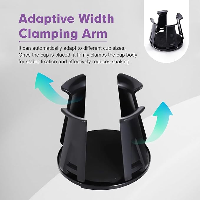 2 PCS Car Slim Can Cup Holder Adapters, Cup Holder Expander with Adaptive Clamping Arm, Anti-shake & Anti-slip Drink Holder Insert for Fixing Beverage Bottle (Black)
