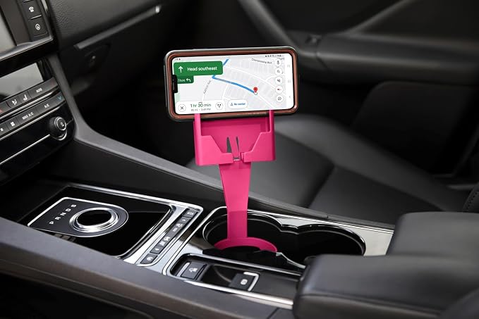 Cup Holder Phone Holder Mount for Car - Universal Adjustable Expander Cradle Hands-Free Driving - Compatible with All Smartphones Car Mount for iPhone Samsung Google Android Mobile Accessories Pink