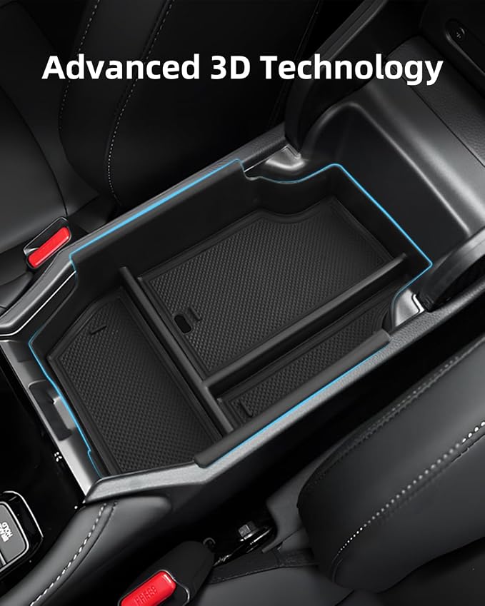 Armrest Organizer for 2026 2025-2023 Honda Accord, Center Console Organizer with Removable Rubber Mat, Center Console Tray Custom for Honda Accord Accessories, Black