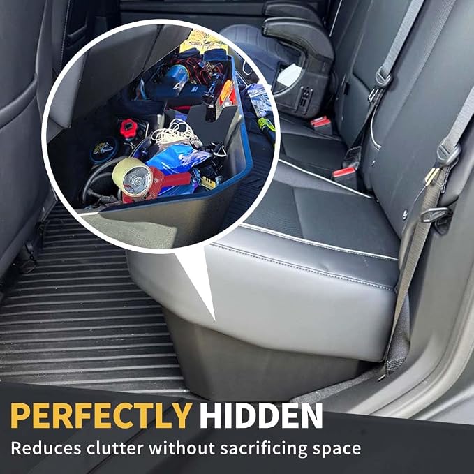 MAXDOM Underseat Storage Fit for 2024-2025 Tesla Cybertruck Rear Under Seat Organizer Box (Black, For Cybertruck)