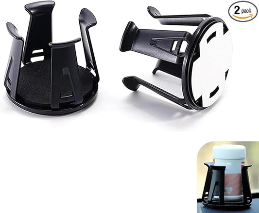 2PCS Car Cup Holder Insert, Upgraded Adaptive Clamping Arm Auto Cup Holder Expander, Adjustable Anti-Shake Car Drink Holder Insert, Anti-Slip Self-Adhesive Bottle Locking Expander Accessory