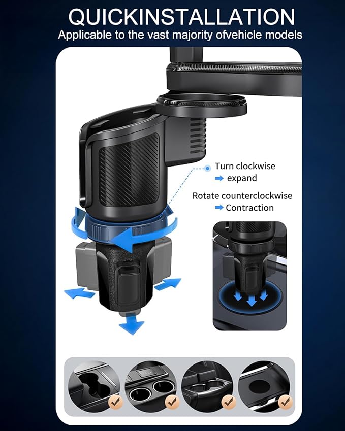 4-in-1 Upgrade Car Cup Holder Tray- Expandable Car Food Table Tray | Multifunctional Detachable Car Tray with Phone Holder | Adjustable Cup Holder for Car Road Trip Essentials