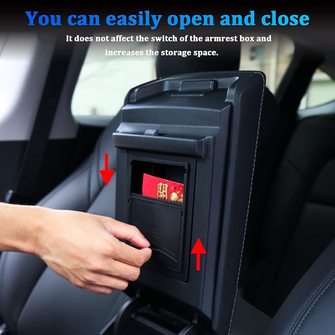 4 PCS Center Console Organizer and Cup Holder Insert Compatible With 2021-2023 Tesla Model 3，2021-2024 Model Y, Flocked/Silica Rubber Armrest Hidden Cubby Drawer Storage Box Accessories