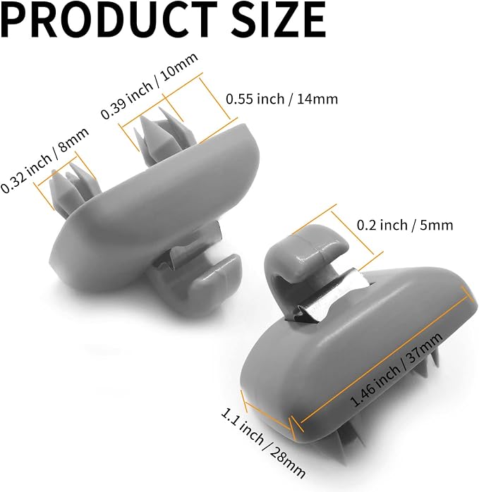 2PCS Inner Sun Visor Clips, Upgraded Car Visor Holder Hook - Compatible with Audi A1 A3 A4 A5 Q3 Q5 S3 S4 S5 TT, OEM: 8U0857562A (Gray)