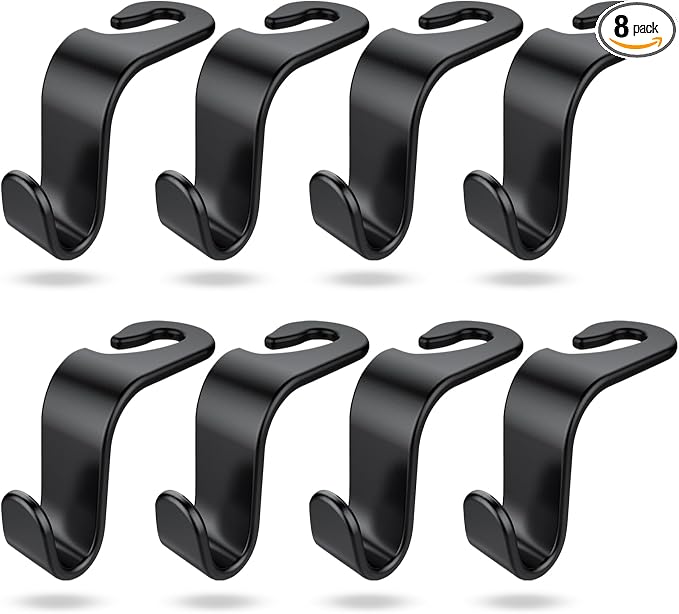 DTDNZKN 8-Pack Car Seat Back Storage Hook, Auto Seat Hook Hangers Storage Organizer Interior Accessories for Purse Coats Umbrellas Grocery Bags Handbag