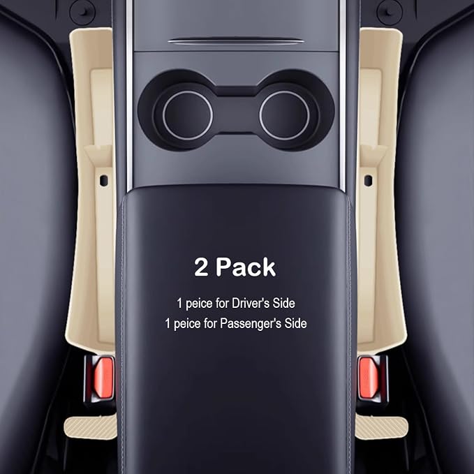 Car Seat Gap Filler Plug Strip with Storage Slot, Automotive Side Seat Organizer or Catcher Fill The Gap Between Seat & Console, Universal Auto Storage Box Inserts for Phone Coins Wallets Keys, Beige
