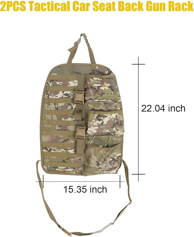 SUNPIE 2 Pcs Seat Back Truck Gun Rack,Automotive Gun Racks with Molle Panel Universal Seatback Storage Pockets Tactical Car Seat Back Organizer for Hunting Accessories Storage,Camouflage
