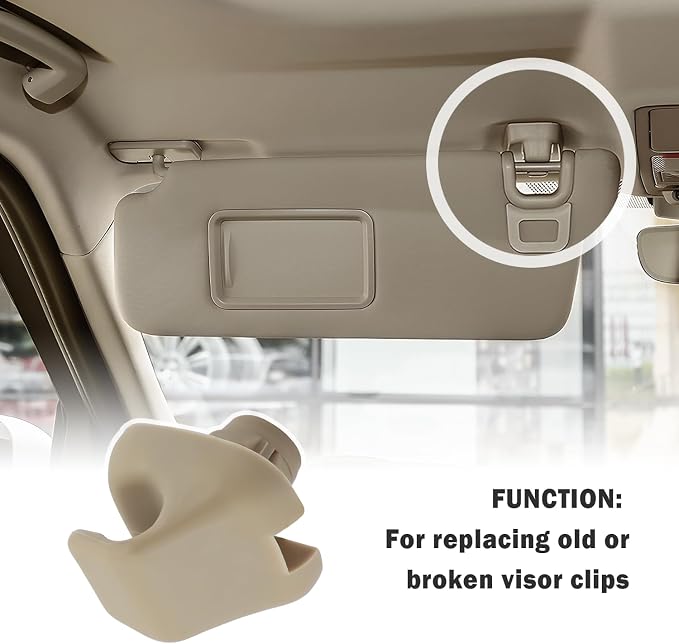 2PCS Sun Visor Clip,Durable Car Visor Clip Hook Replacement OEM#88217S01A01ZA,88217S04003ZA,Premium Car Visor Accessories Compatible with Honda Civic Accord Odyssey (Beige)