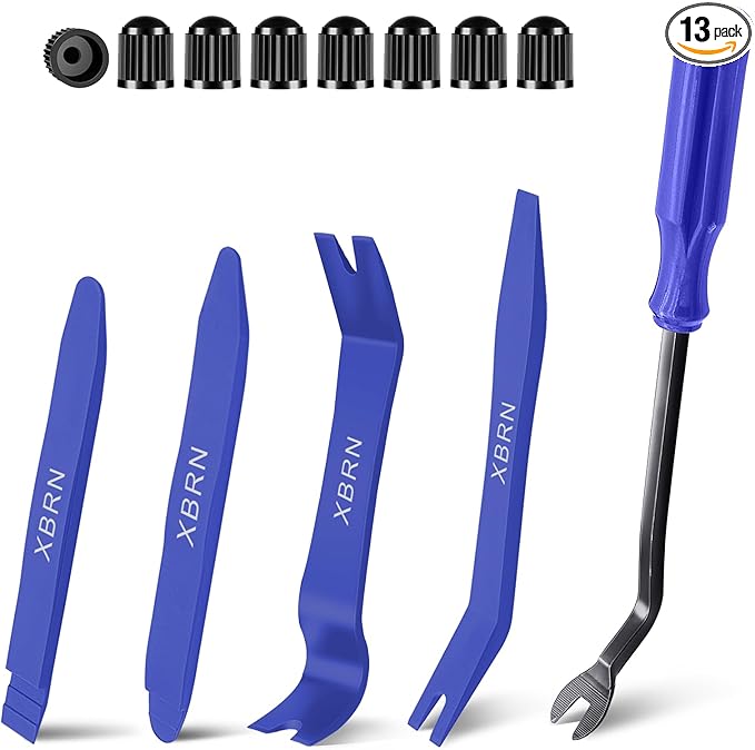 XBRN Auto Trim Removal Tool Kit,13 Pcs Car Panel Door Window Tools Kit,Auto Clip Fastener Remover Pry Tool Set Blue