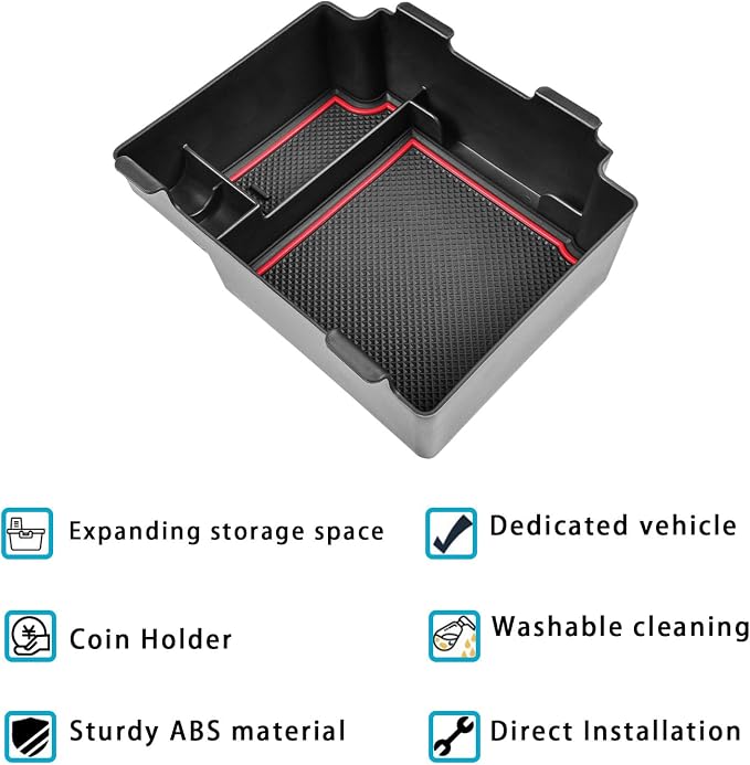 EDBETOS Center Console Organizer Tray Compatible with Acura RDX Accessories 2019-2022 2023 2024 Interior Secondary Armrest Storage Box, ABS Material Insert Tray, Red Trim