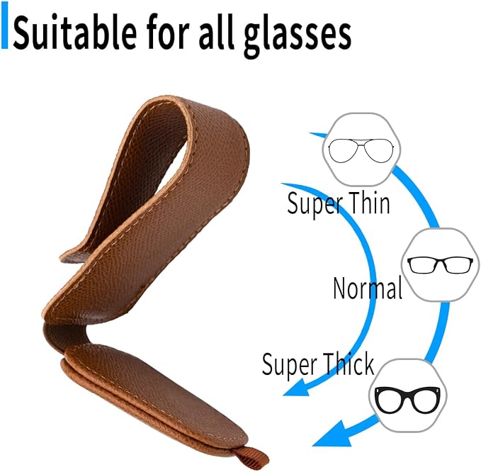 Yuoyar 2 Packs Magnetic Sunglass Holder for Car Visor (Brown) | Magnetic Interior Car Accessories