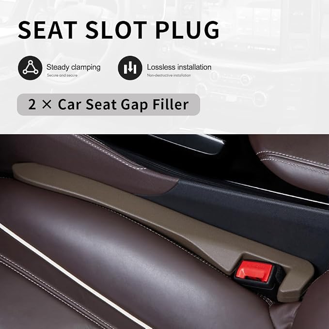 KIFIDAN 2PCS Car Seat Gap Filler,Flexible in between Car Seat Catcher for Tightly Filling Seats Gaps,Universal Cars Console Catcher Interior Cars Accessories for Women & Men (Brown)