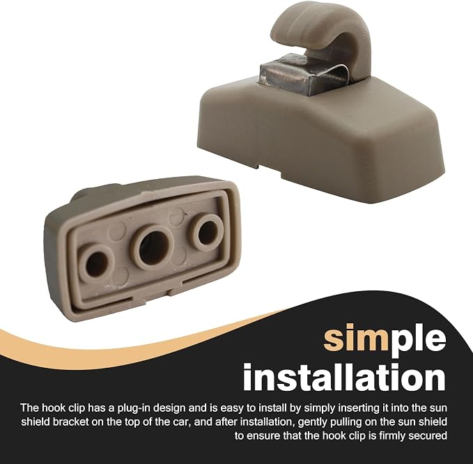 2 PCS Interior Sun Visor Clip Hook Bracket, Anti Vibration Sun Visor Bracket Holder, #3B0857561B Sun Visor Support Clip Retainer Replacement for VW Golf Passat Beetle Polo Jetta Skoda (Beige)