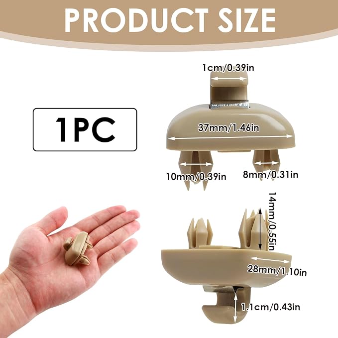 2015 Q5 Sun Visor Clip Replacement Compatible with Audi, Sunvisor Inner Clip for A1 A3 A4 A5 A6 Q3 Q5 S3 S4 S5 TT, ABS Construction Interior Sunscreen Holder Hook, OEM #8U0857562A (1Pcs Beige)