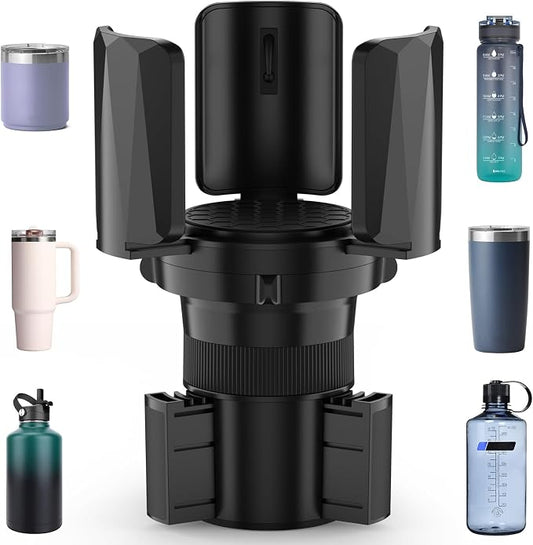 DYLEN Large Cup Holder Expander with Expandable Arms, Fits 2.5-5.9" Bottles | Cup Holder Adapter Fits Owala/YETI/Hydro Flask/Stanley 12–64 oz; Most Large Bottles; Compatible with Round Cup Holders